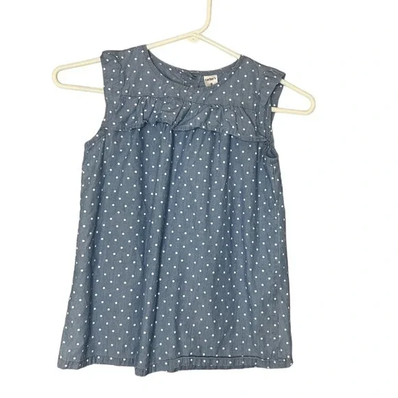 Carters tank top ruffle polka dot chambray cotton size 8 - Picture 7 of 7